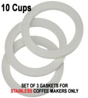 Bialetti Replacement Silicone Gaskets for 10 Cups STAINLESS Coffee Makers Set of 3
