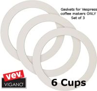 Vev Vigano 6 Cups Replacement Silicone Gaskets for INOX VESPRESS Coffee Makers Only 