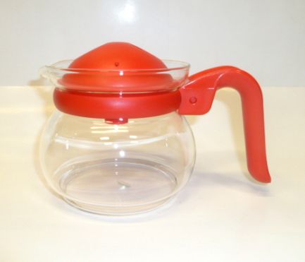 Pyrex 2 Cups Coffee / Tea Glass Pot - Red 