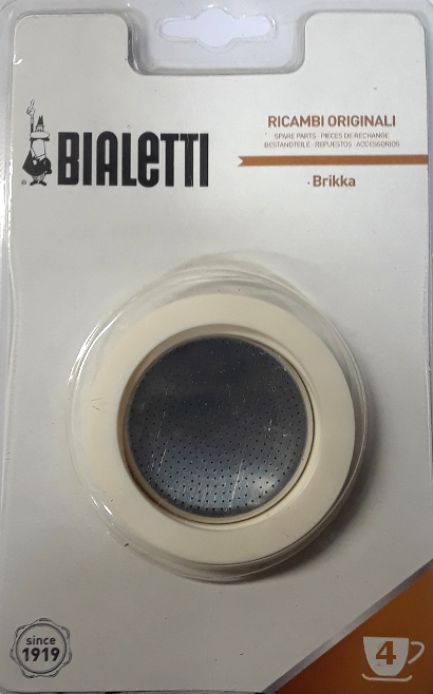 Bialetti Replacement Silicone Gaskets + Filter for BRIKKA 4 Cups Coffee Makers