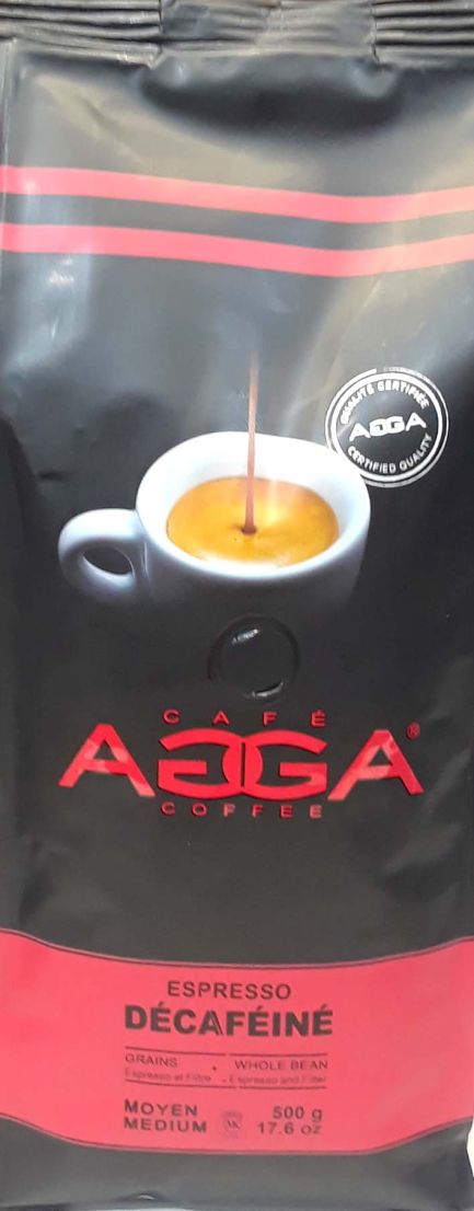 Cafe Agga DECAFFEINATO Medium Roast Coffee Beans 500 gr / 17.6 oz 