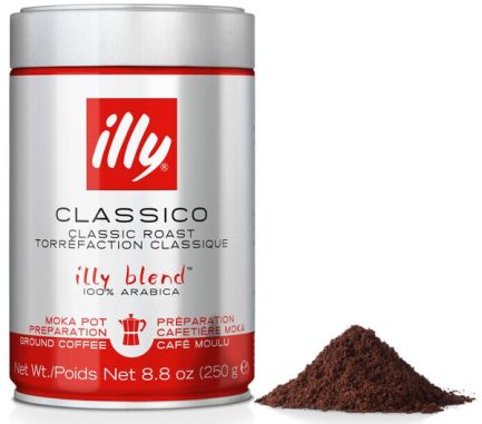illy Pre Ground MOKA Medium Roast Coffee 1/2 Lbs (250gr)