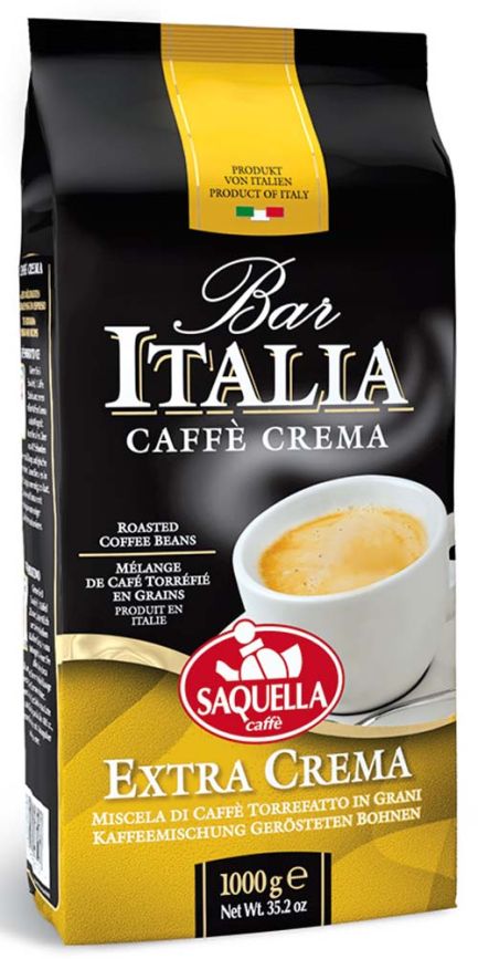 Saquella Caffe EXTRA CREMA Strong Blend Coffee Beans 1 Kg / 2.2 lbs (1000g) 