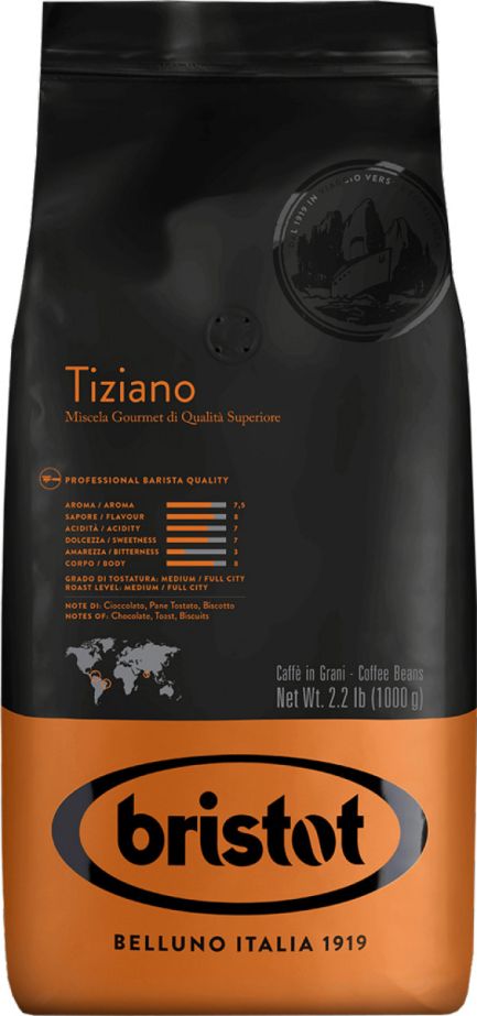 Bristot TIZIANO Medium Blend Coffee Beans 1 Kg / 2.2 lbs (1000g) 