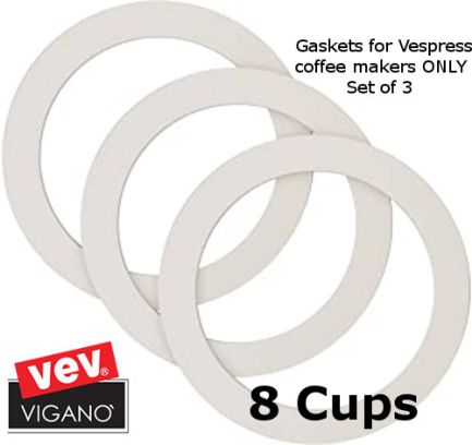 Vev Vigano Replacement 8 Cups Silicone Gaskets for VESPRESS INOX Coffee Makers Only 