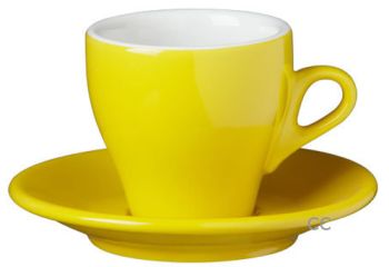 Nuova Point Yellow 165ml Cappuccino Cup and Saucer set of 6