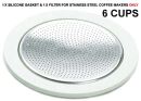 Bialetti 6 Cups Silcone Gasket + Filter for STAINLESS Coffee Makers 