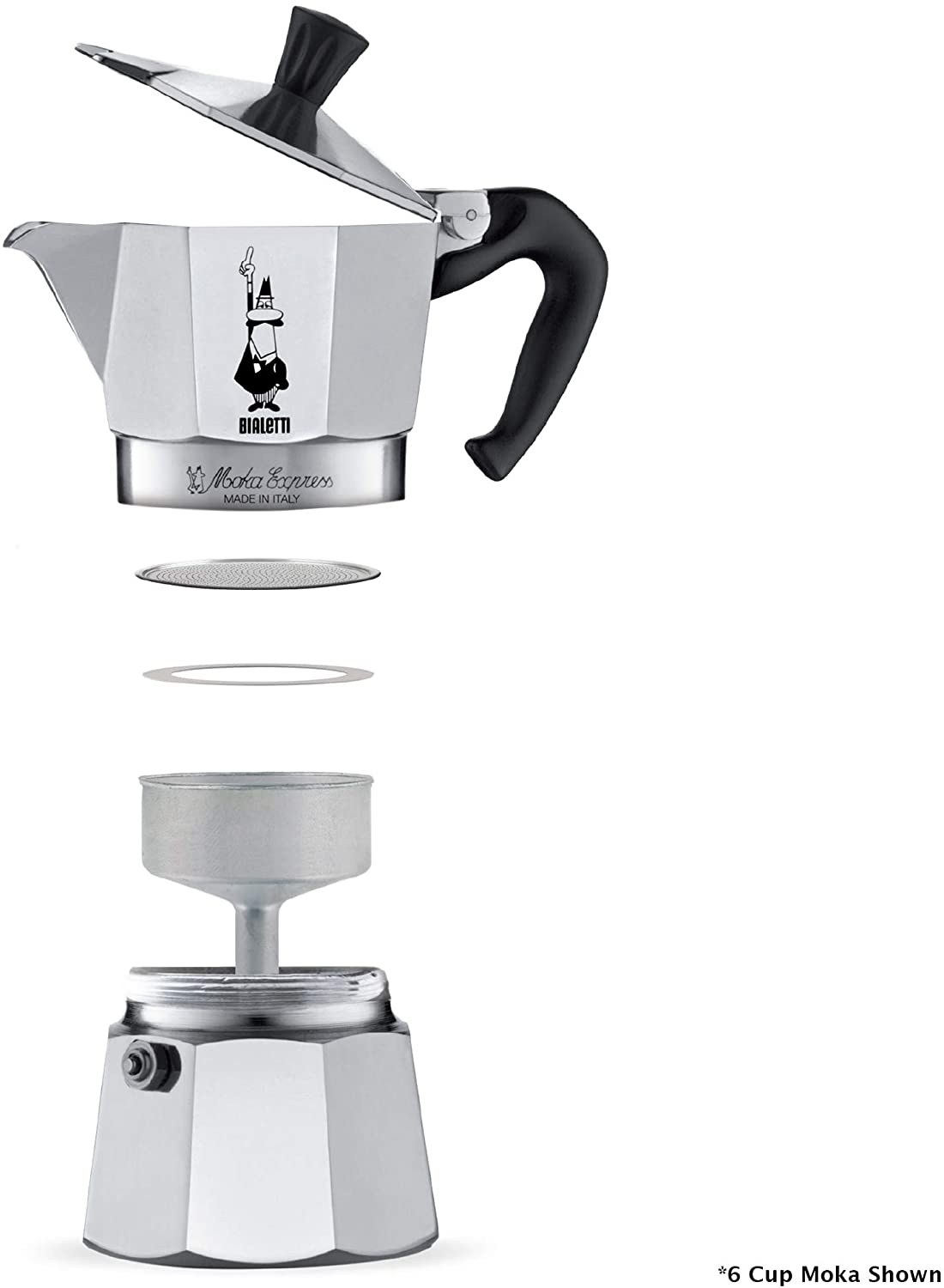 Bialetti New Moka Induction Coffee Maker Moka Pot, 6 Cups, 280 ml,  Aluminium, Red, Compatible with Induction pan and Gas stove: Italian Made