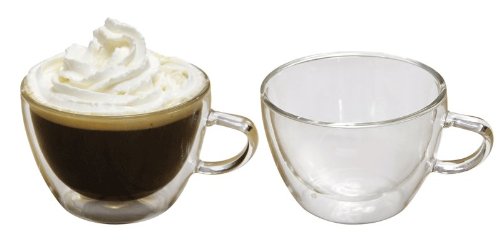 Barista 7.9oz / 225ml Cappuccino Double Wall w/Handle Glass Cups Set of 2