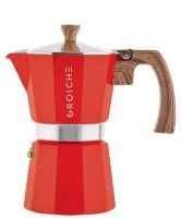 Grosche 6 Cups - 275ml MILANO RED Espresso Coffee Maker 
