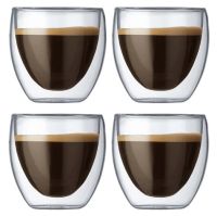 Italian 2 oz Espresso Double Wall Glass Cups Set of 4 