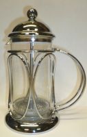 Deluxe 3 Cup PYREX Chrome French Coffee / Tea Press