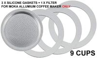 Joint Silicones + Filter pour Cafetières Moka  Aluminium 9 Tasses