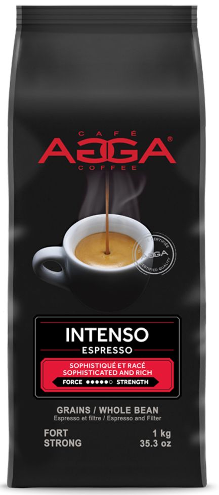 Cafe Agga INTENSO Espresso Dark Roast Coffee Beans 1 Kg - 2.2 Lbs (1000 gr)